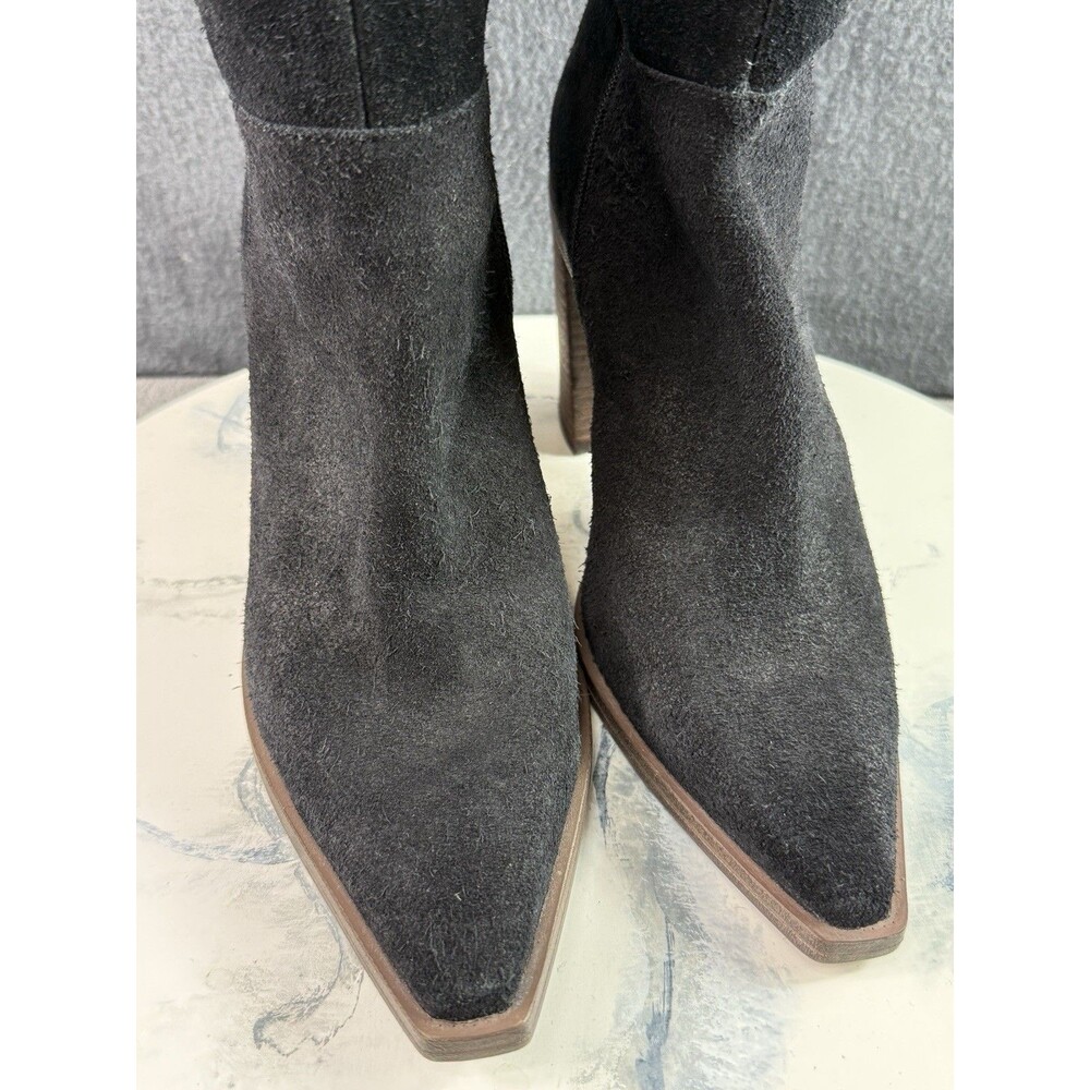 Vince Camuto Wendy Knee Boots Black Suede Leather Block Heel Pointed Toe Sz 9.5 - Picture 13 of 16
